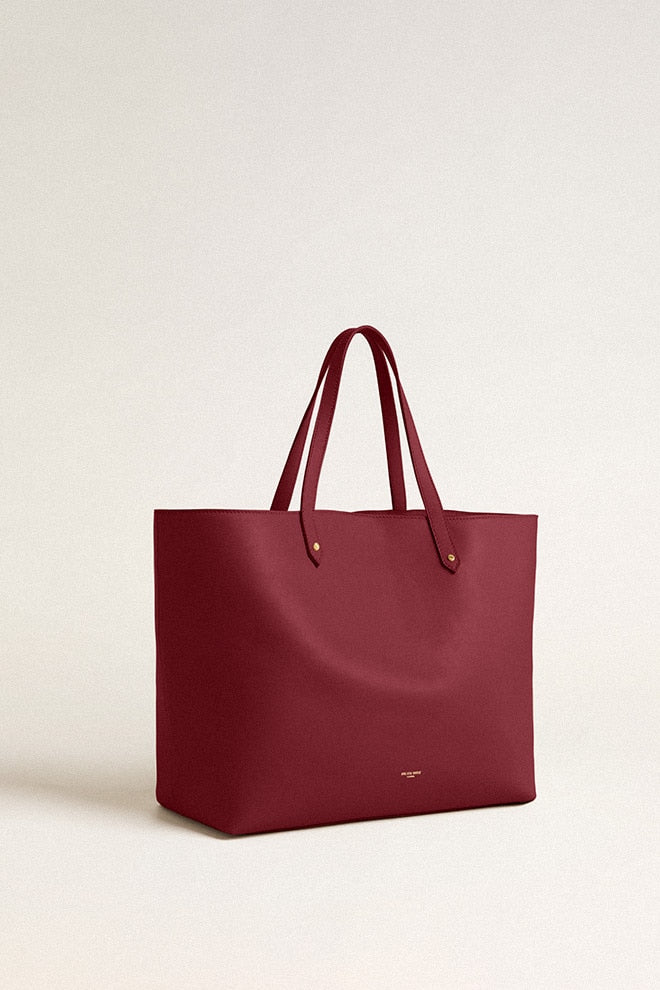 Women | Burgundy Pasadena Bag Smooth Leather with Gold Logo | Burgundy - Image 2
