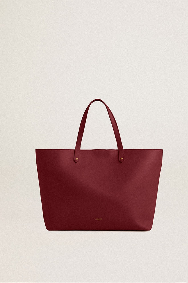 Women | Burgundy Pasadena Bag Smooth Leather with Gold Logo | Burgundy - Image 6