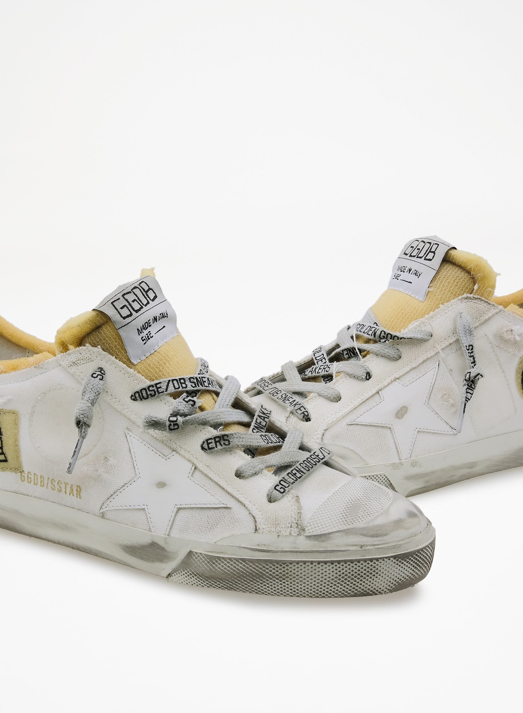 Women | Canvas Super-Star Sneakers with Side Patch | White x Beige - Image 4