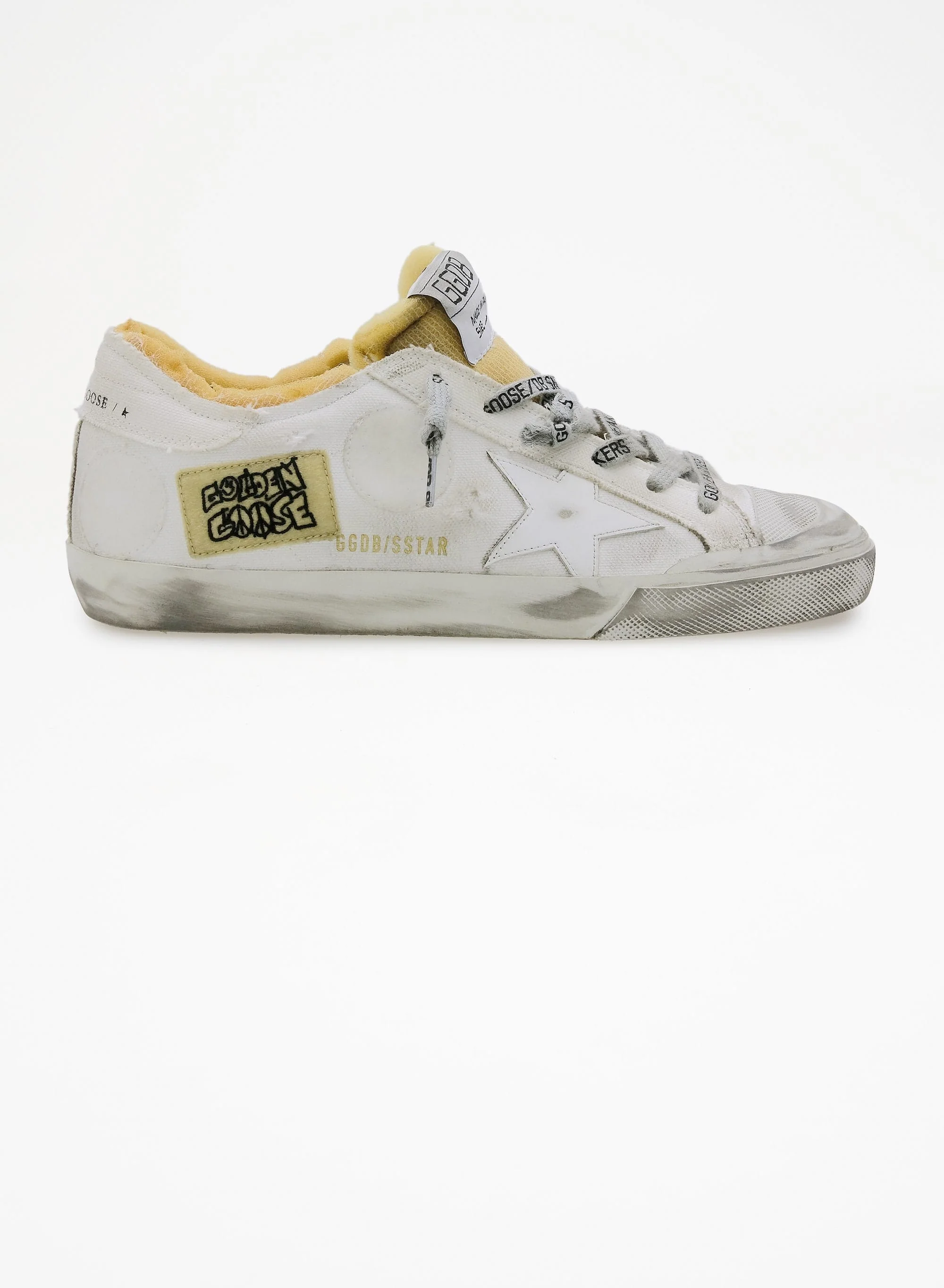Women | Canvas Super-Star Sneakers with Side Patch | White x Beige - Image 7