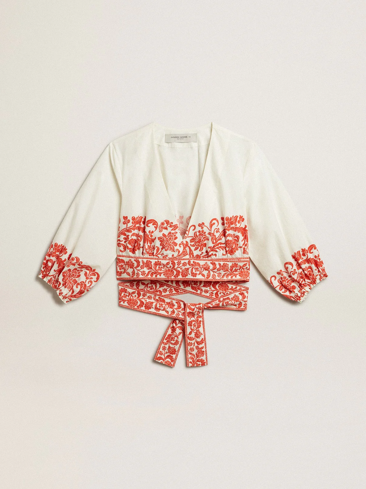 Women | Cotton Crop Top with Seasonal Print | White x Summer Fig - Image 7