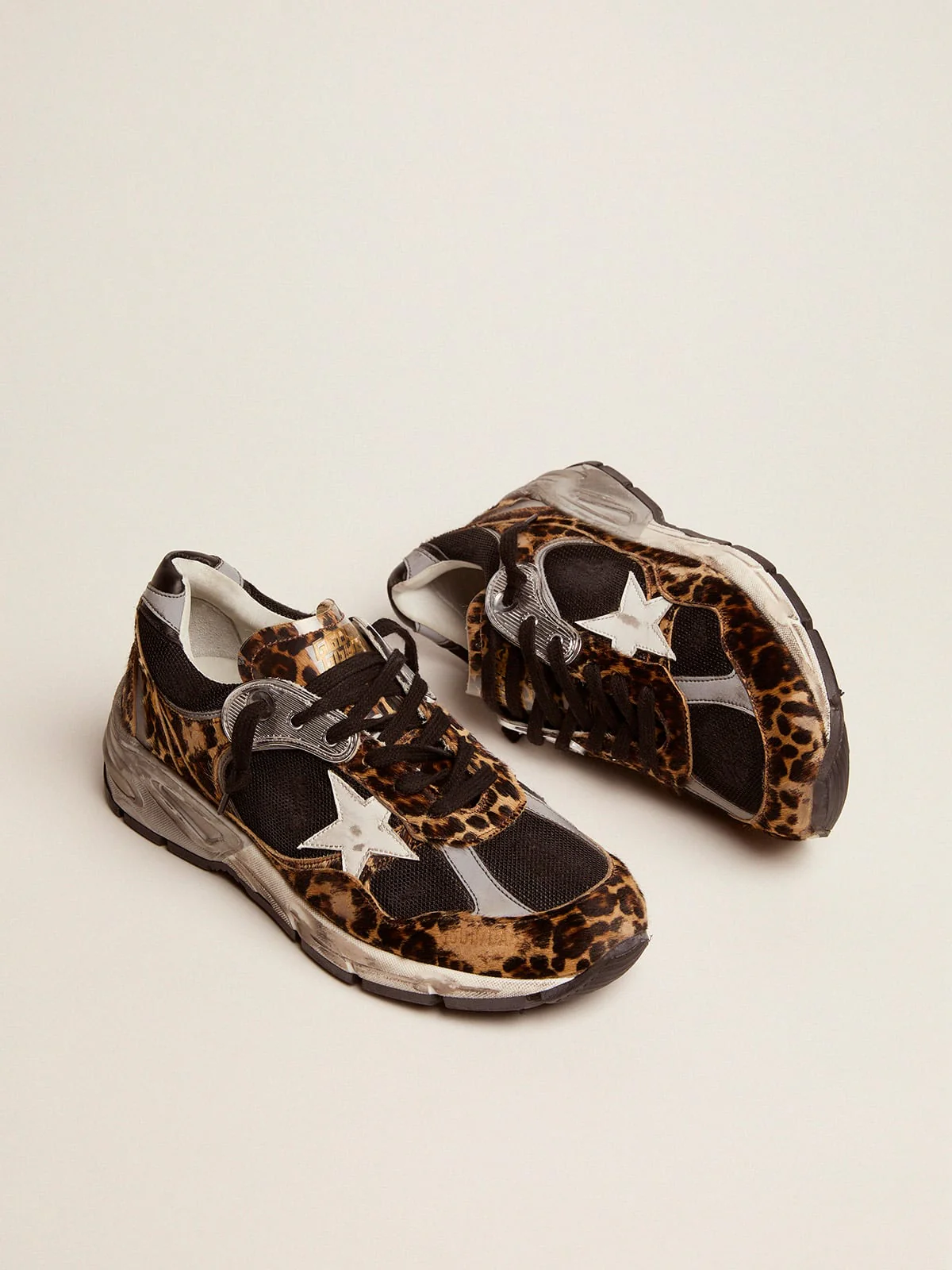 Women | Dad-Star Leopard Print Pony Skin & White Star | Beige Brown Black Leo x Black x White - Image 10