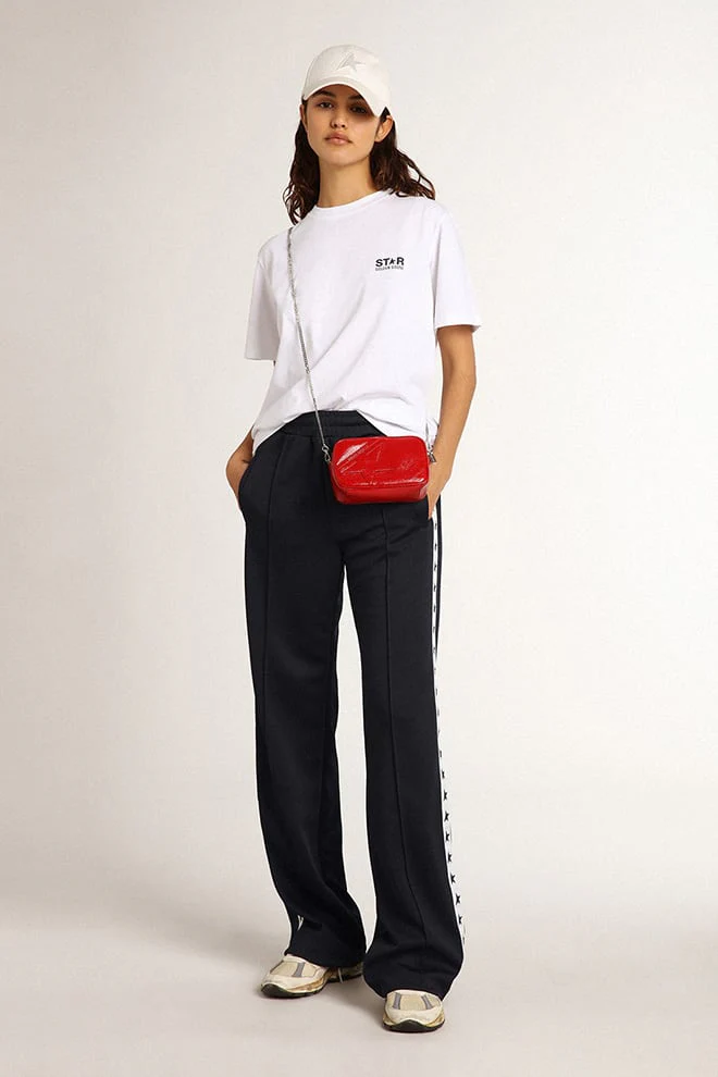 Women | Dark Blue Joggers with White Strip & Contrasting Stars | Dark Blue x White - Image 6