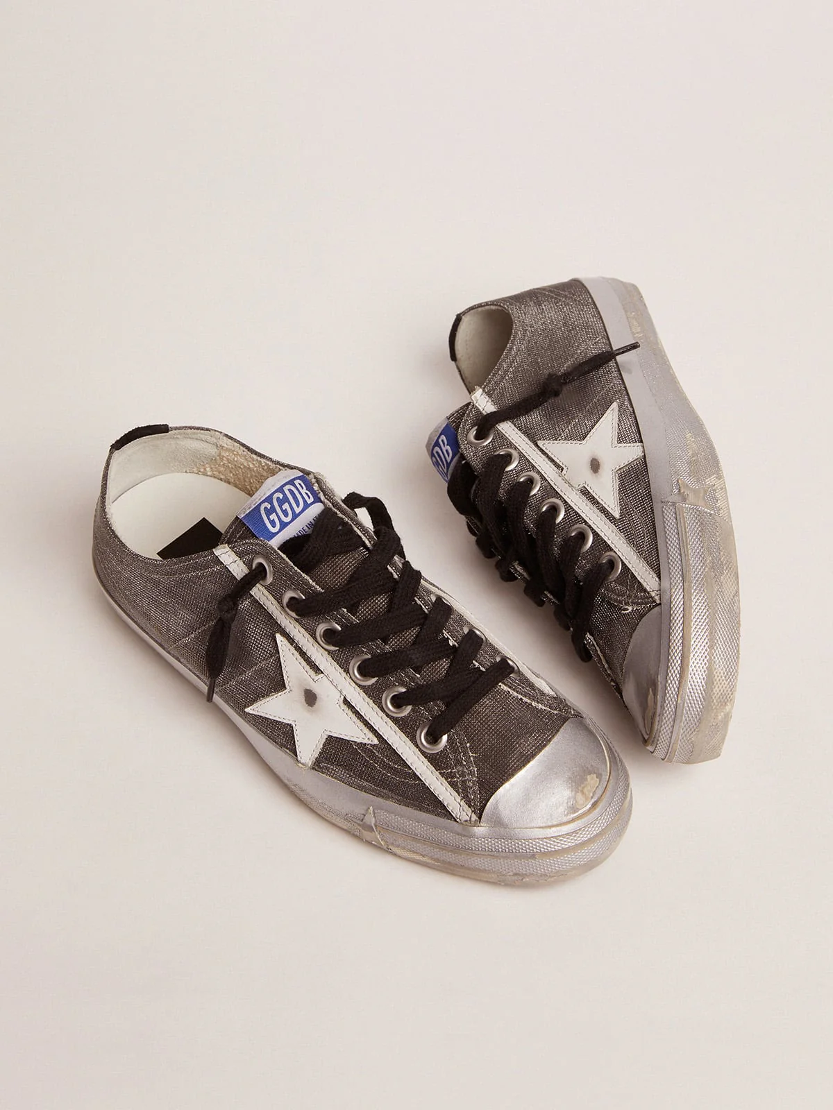 Women | Dark Gray V-Star Ltd Sneakers with Checkered Pattern & White Star | Dark Grey x White x Black - Image 5