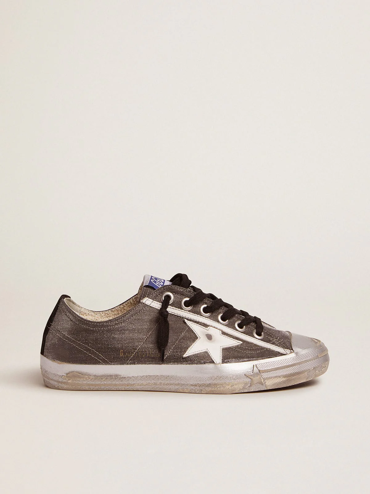 Women | Dark Gray V-Star Ltd Sneakers with Checkered Pattern & White Star | Dark Grey x White x Black - Image 7