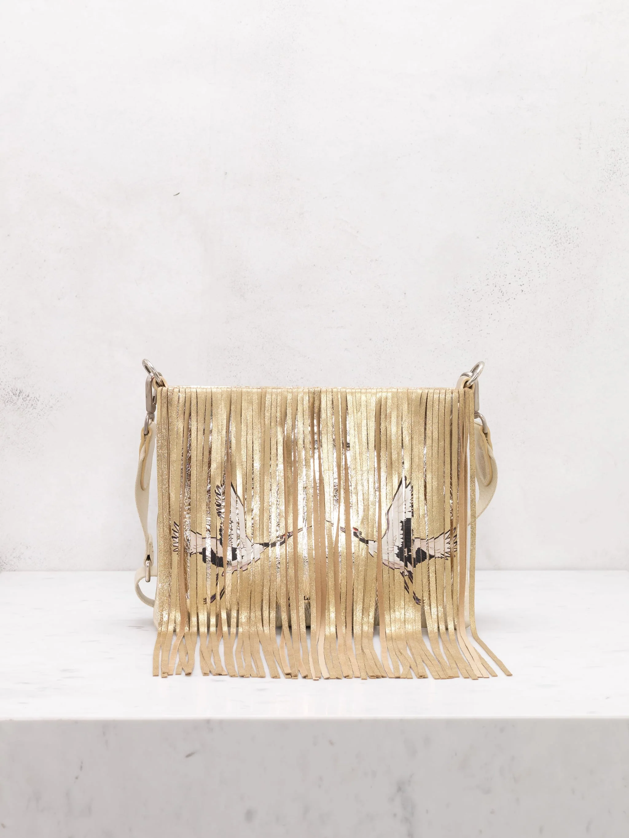 Women | Demi Hobo Bag Laminated Leather with Fringe - Image 7