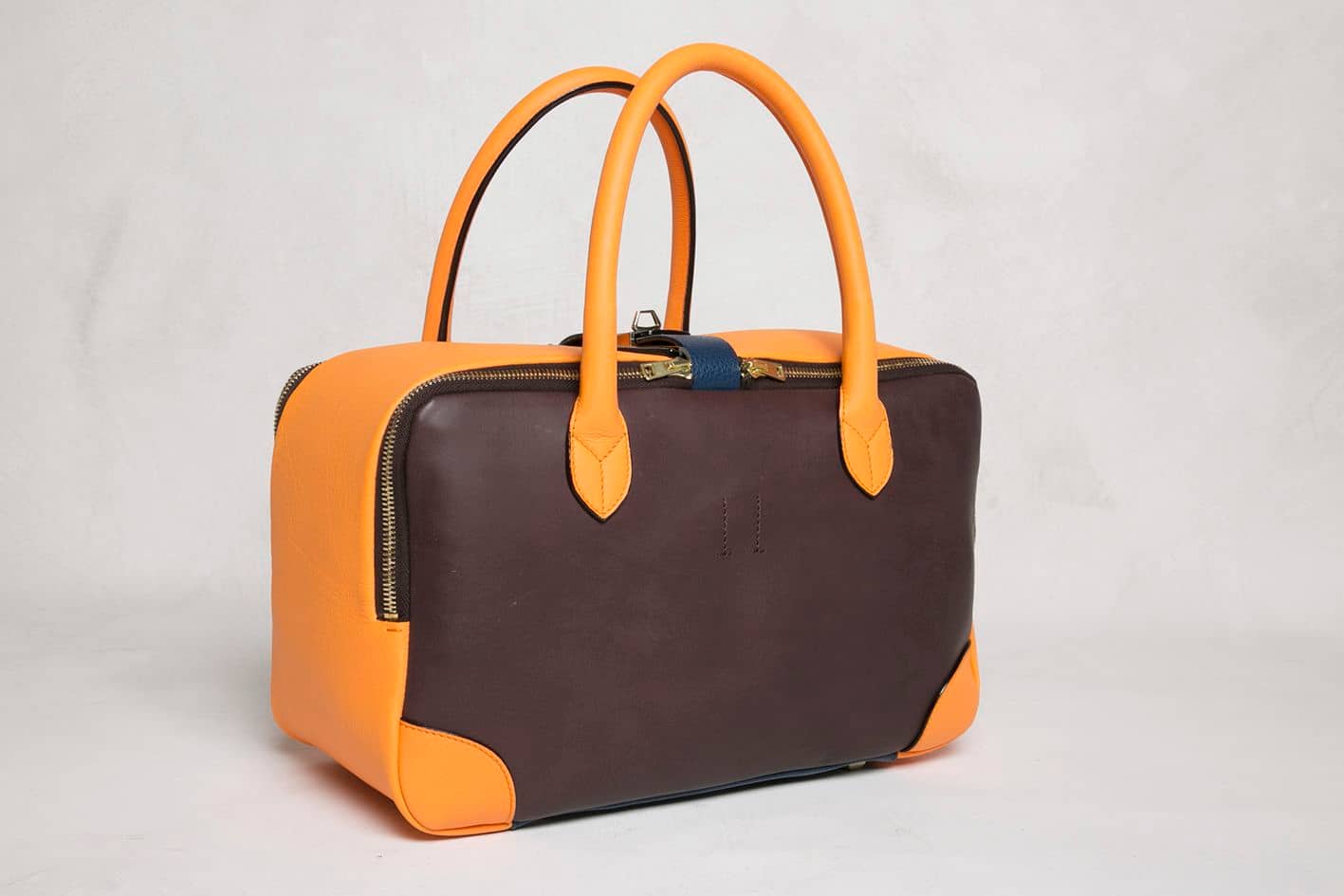 Women | Equipage Bag Tri-Color Orange, Navy & Brown - Image 2