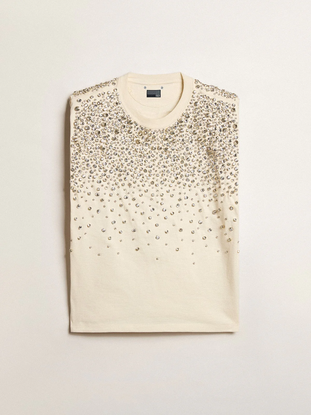 Women | Exclusive Haus Of Dreamers T-Shirt Worn White with Swarovski Embroidery | Artic Wolf x Crystals - Image 4