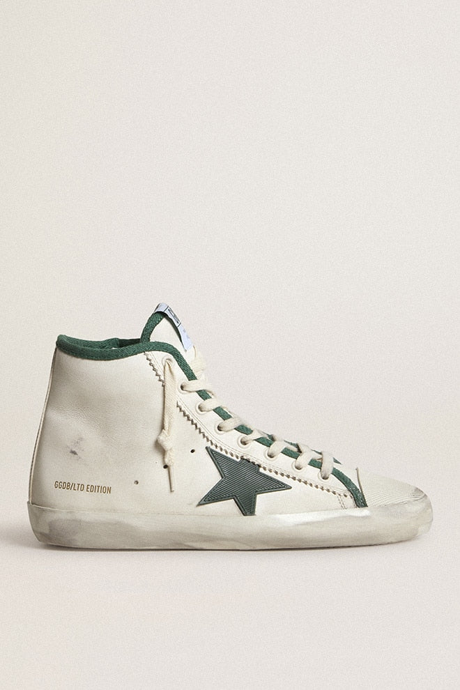 Women | Francy Ltd Nappa Leather with Green Rubber Star | White x Green - Image 4