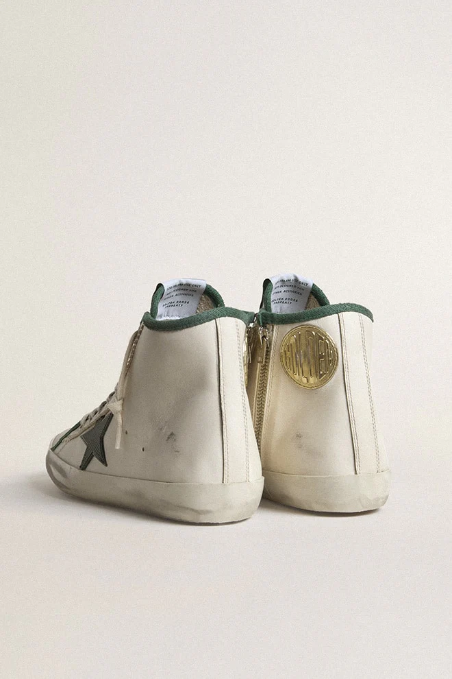 Women | Francy Ltd Nappa Leather with Green Rubber Star | White x Green - Image 5