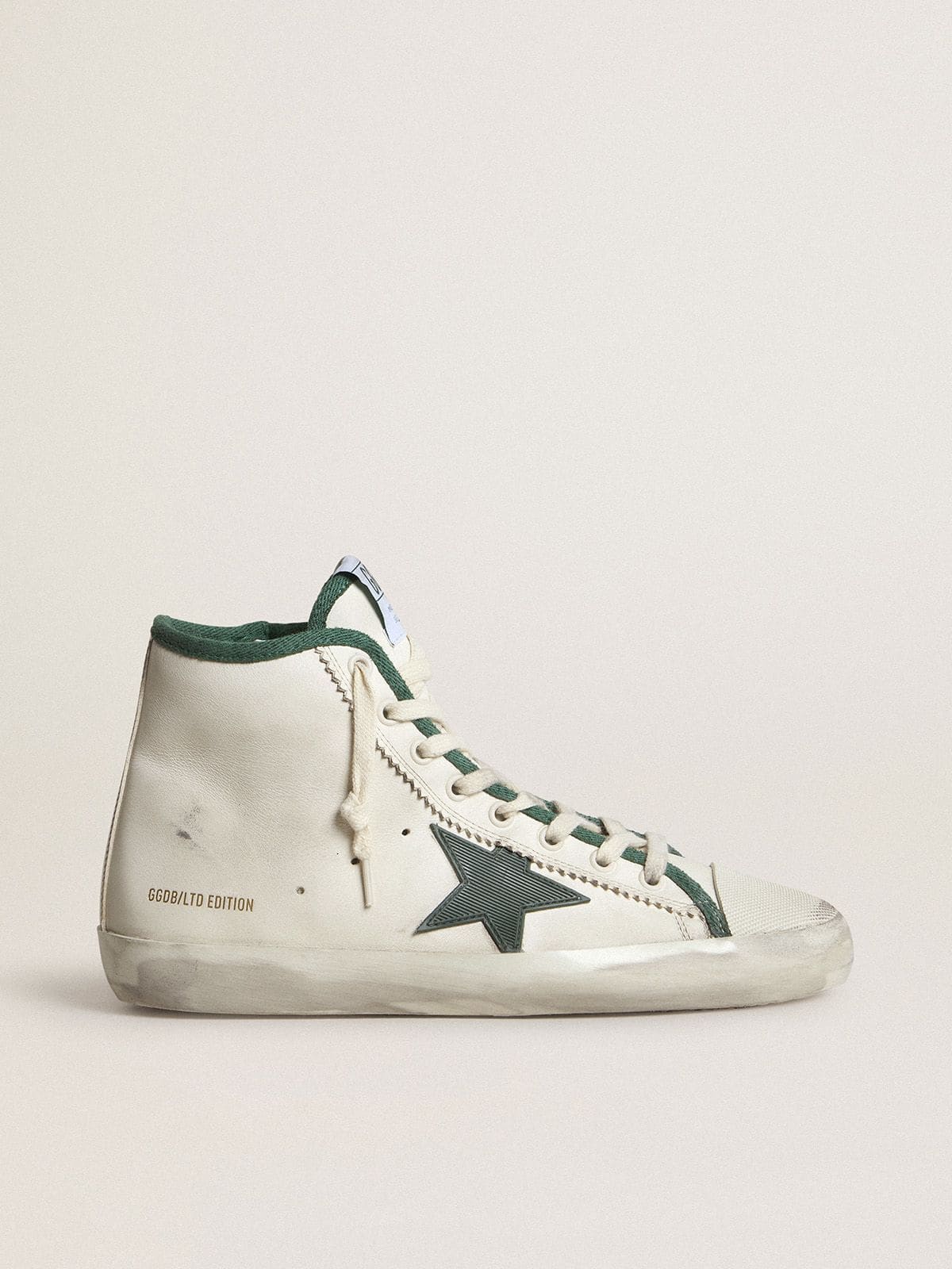 Women | Francy Ltd Nappa Leather with Green Rubber Star | White x Green - Image 7