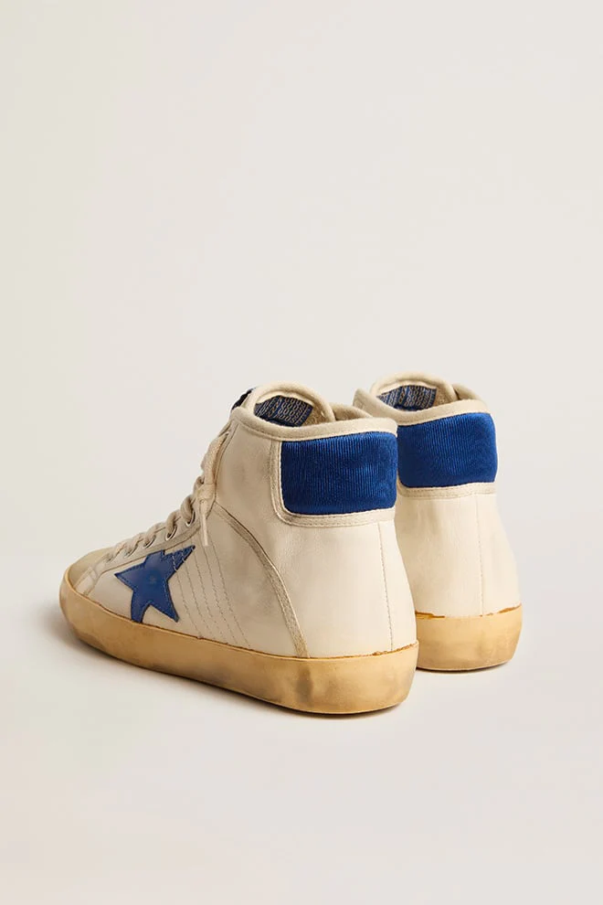 Women | Francy Penstar Lab Nappa Leather with Blue Star & Nylon Heel Tab | Butter x Blue - Image 4