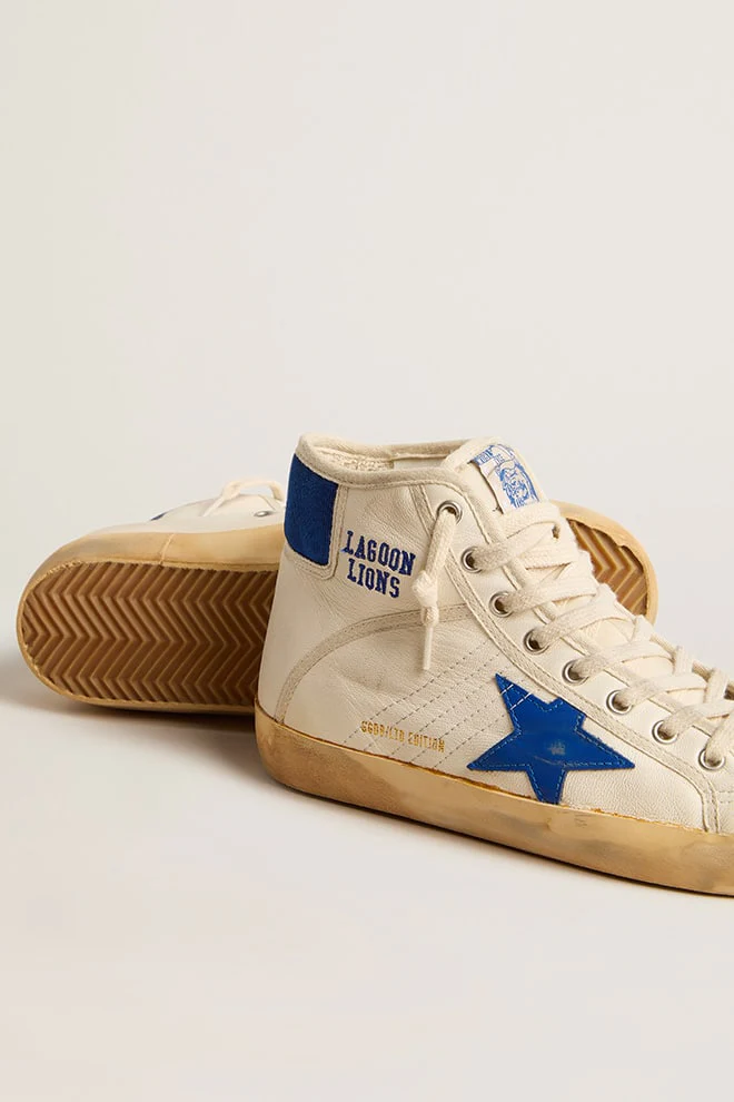 Women | Francy Penstar Lab Nappa Leather with Blue Star & Nylon Heel Tab | Butter x Blue - Image 5