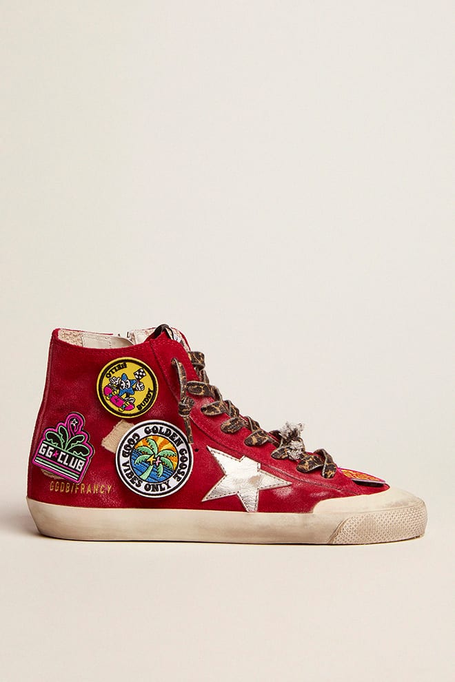 Women | Francy Penstar Red Suede & Multicolor Patch | Red x Silver x Multicolor - Image 9