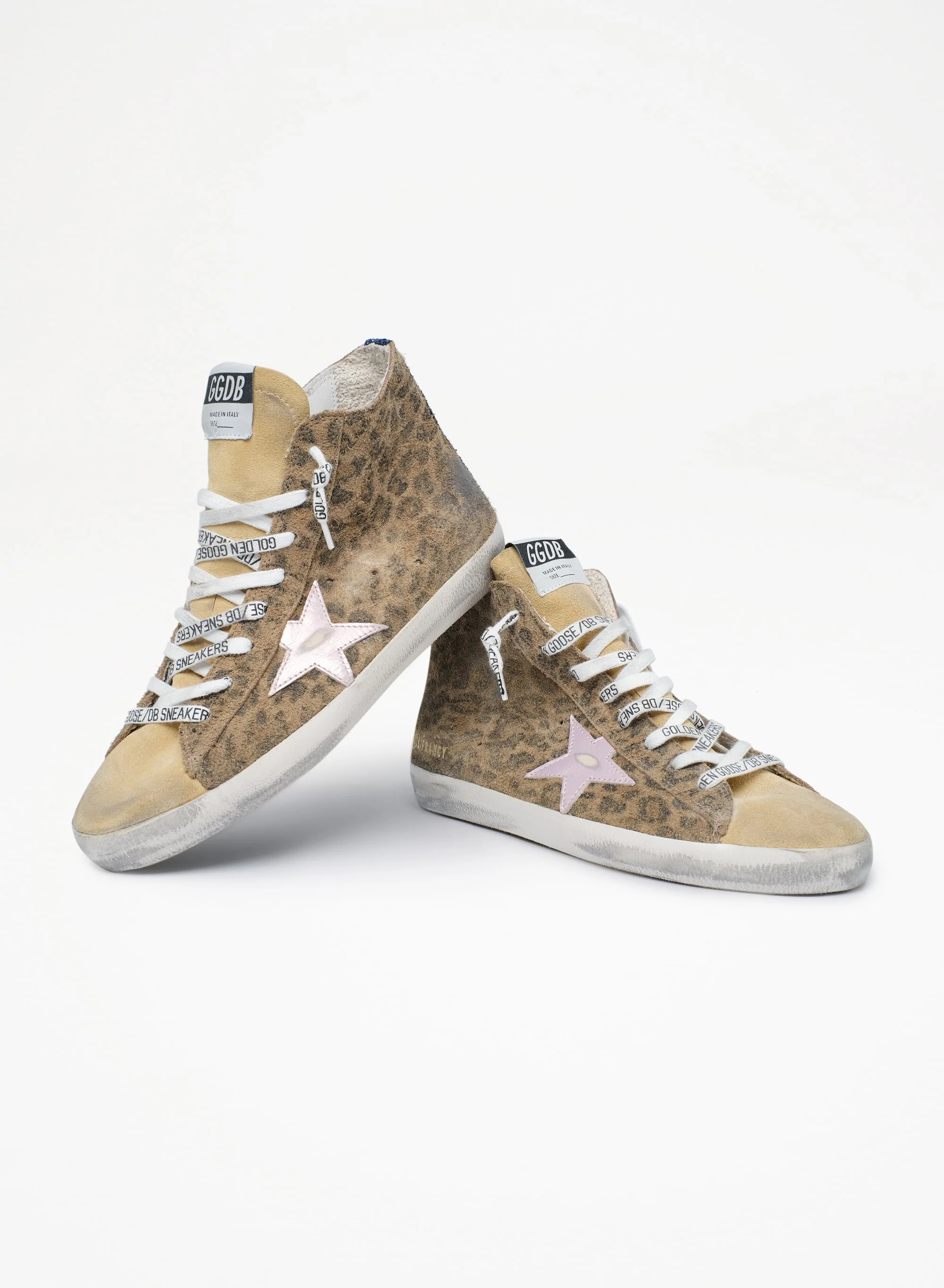Women | Francy Sneakers Leopard Print Suede & Laminated Star | Beige Brown Black x Salmon x Mazarine Blue - Image 4