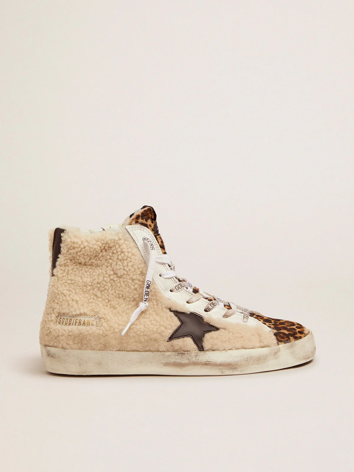 Women | Francy Sneakers Made Of Shearling & Pony Skin with A Leopard Print | Beige x Beige Brown Leo x Black - Image 6
