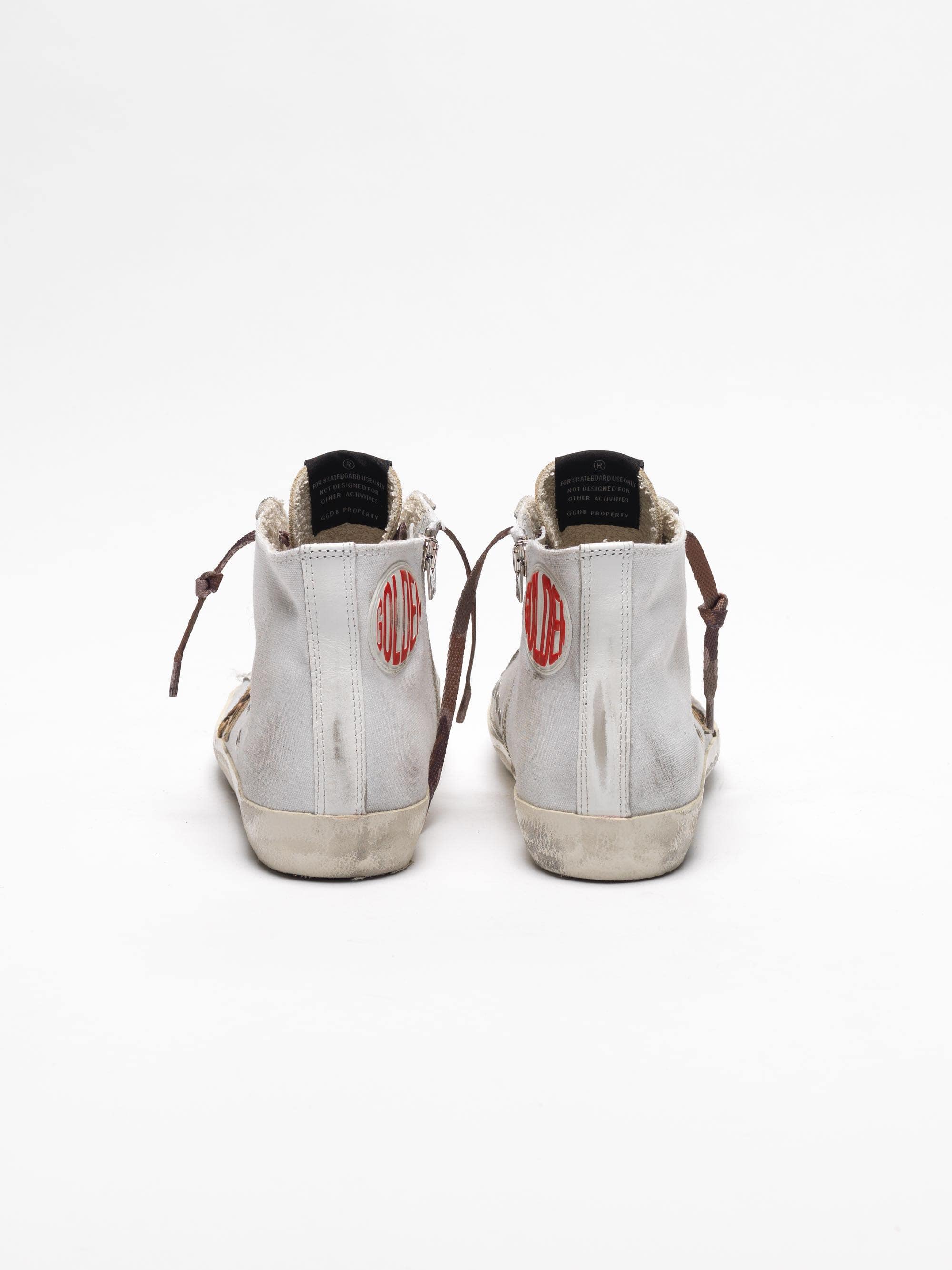 Women | Francy Sneakers White Canvas Whit Animalier Star & Camouflage Laces - Image 2