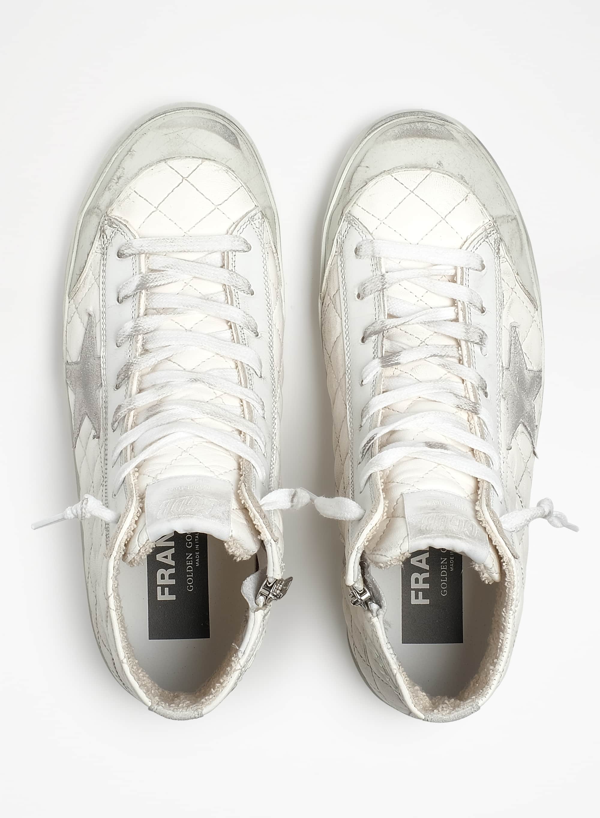 Women | Francy Sneakers White Padded Leather with Suede Star | Optic White - Image 6