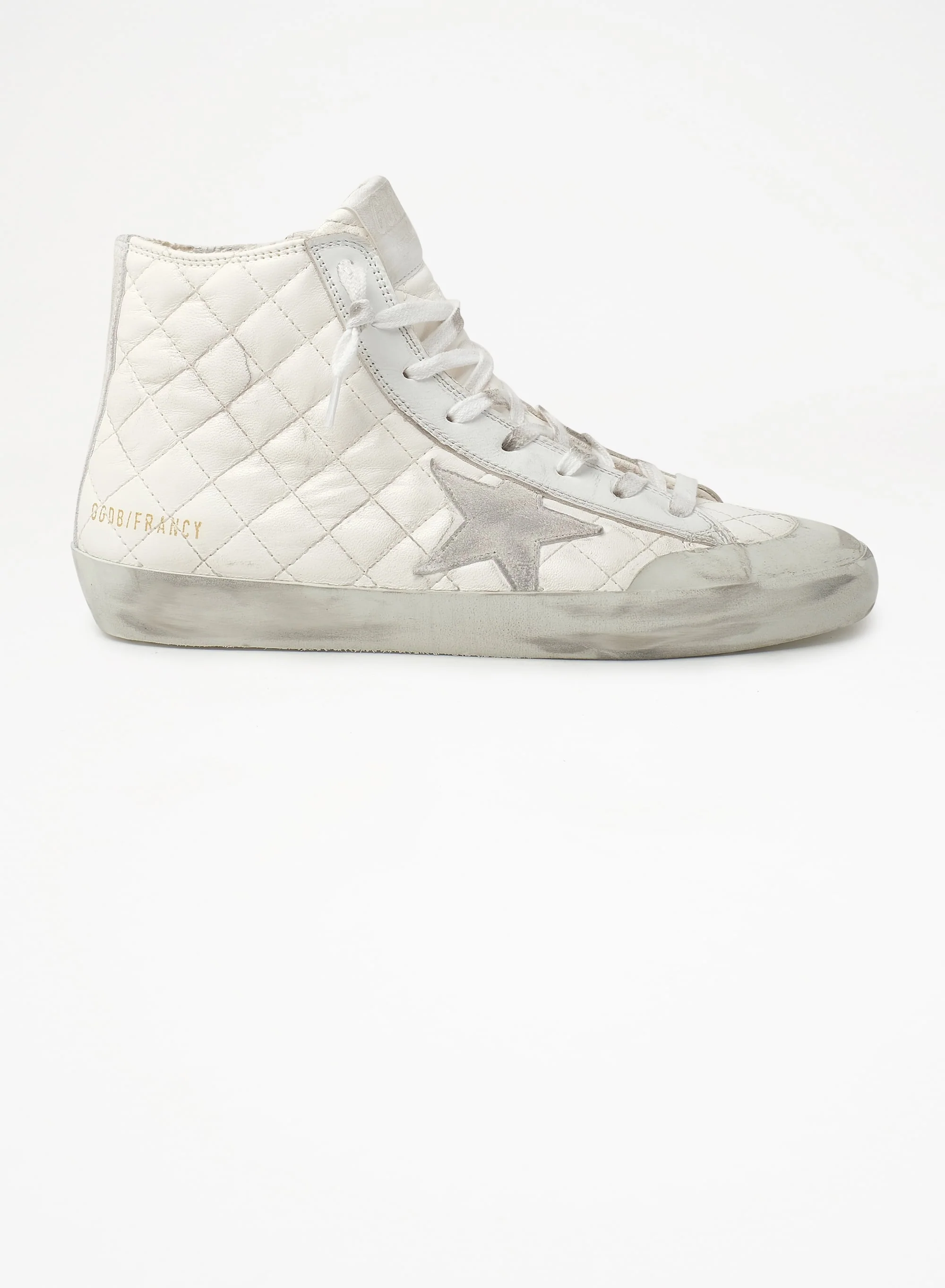 Women | Francy Sneakers White Padded Leather with Suede Star | Optic White - Image 7