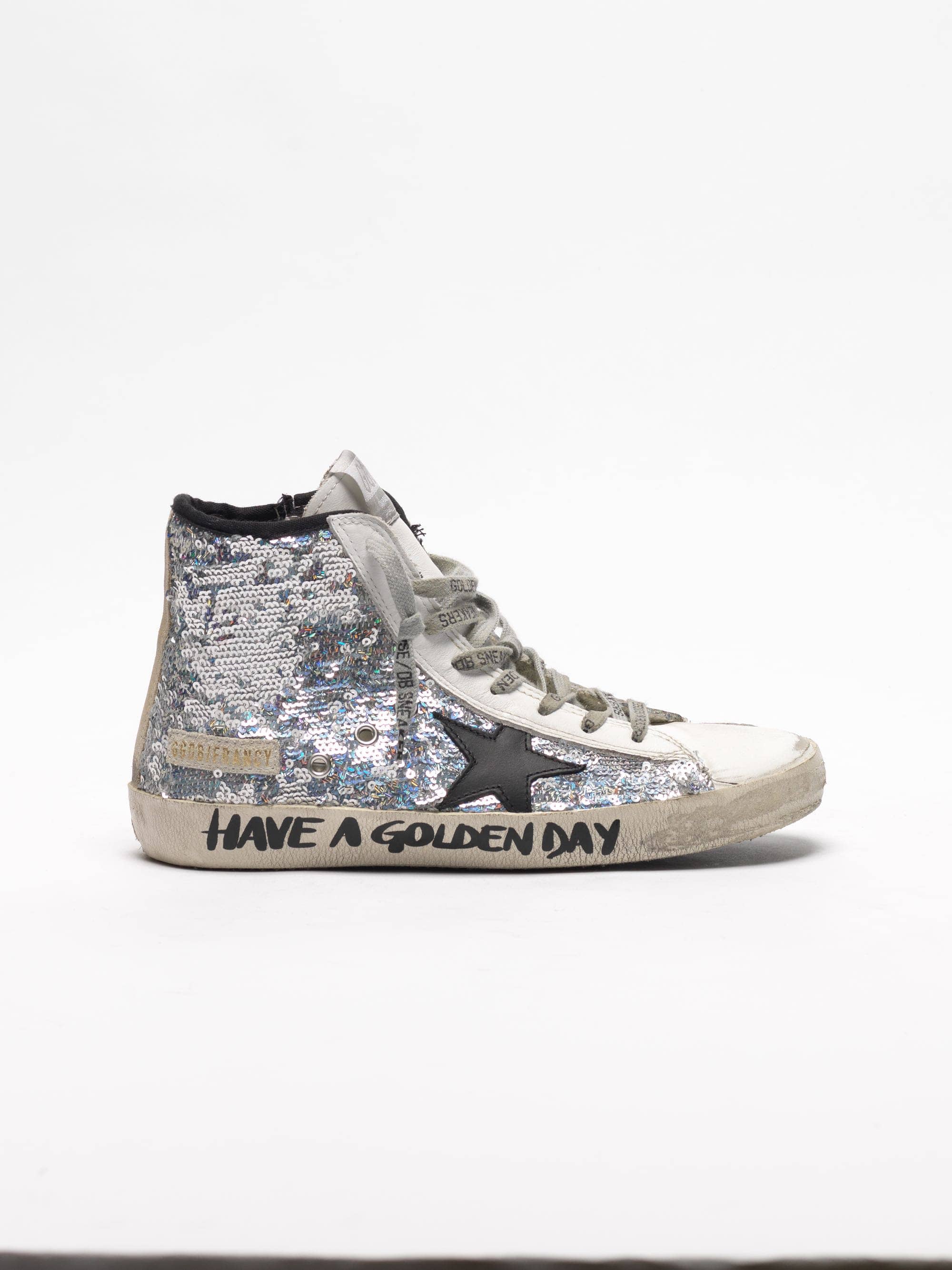 Women | Francy Sneakers with Silver Sequins & Handwritten Lettering - Image 4