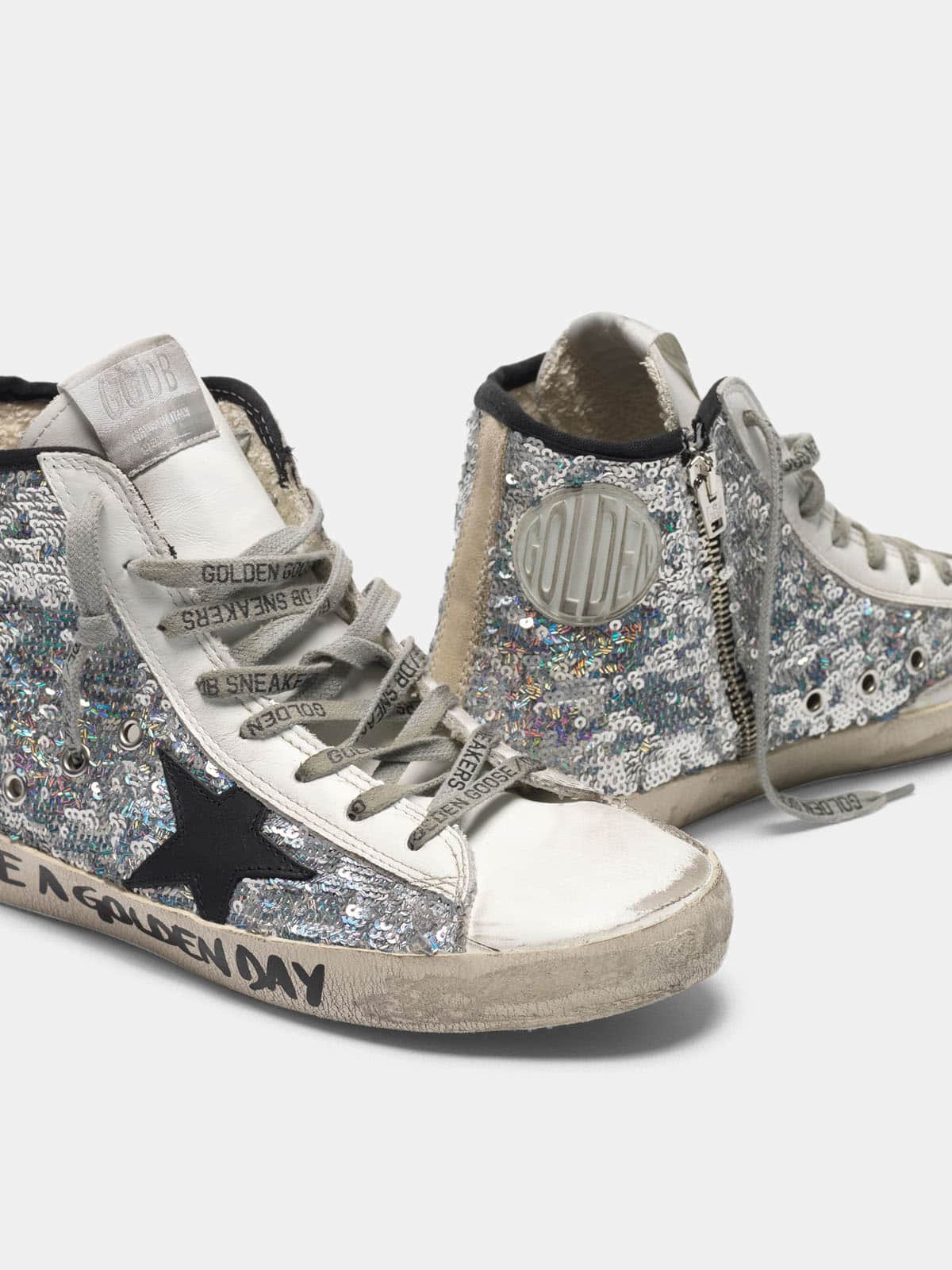 Women | Francy Sneakers with Silver Sequins & Handwritten Lettering - Image 7