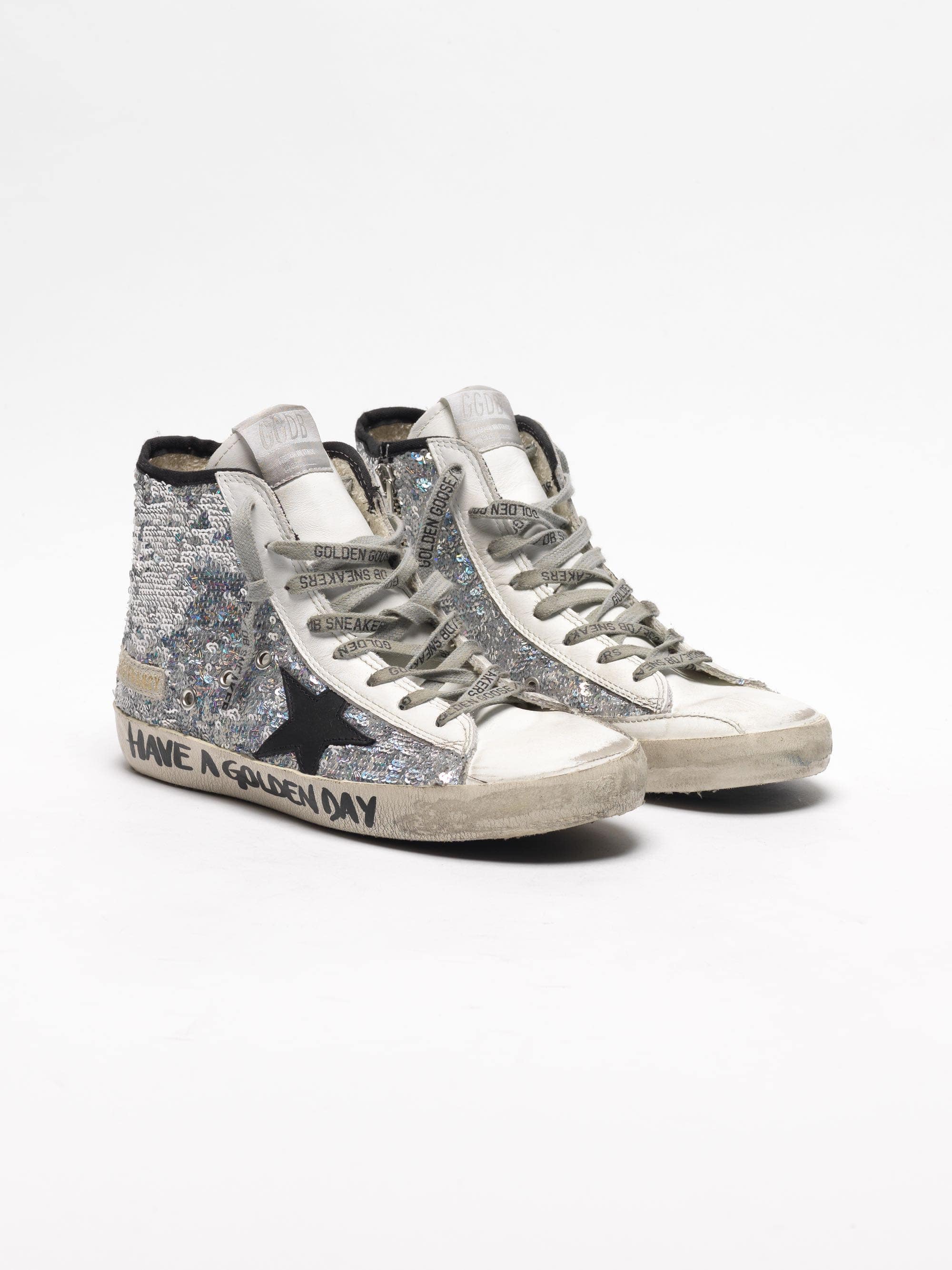 Women | Francy Sneakers with Silver Sequins & Handwritten Lettering - Image 8