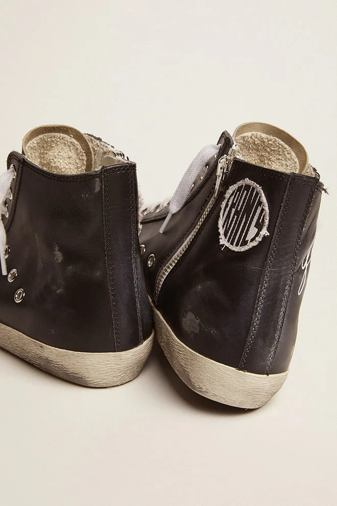 Women | Francy with Black Leather Upper & White Star | Black x Taupe x White - Image 3
