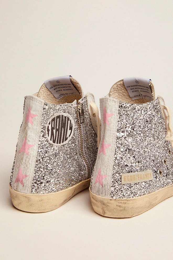 Women | Francy with Glitter Upper & Ice-Gray Suede Star | Silver x White x Ice x White Baby Pink Star - Image 9