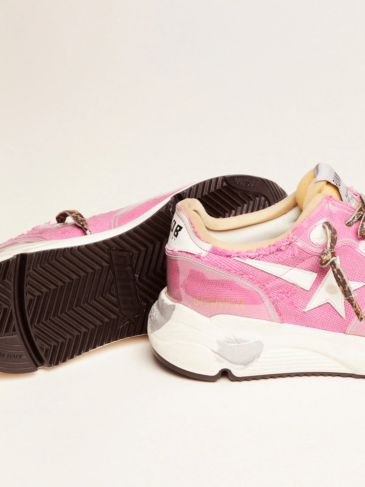 Women | Fuchsia Running Sole Ltd Sneakers with Raw Edges | Fuchsia x White - Image 2