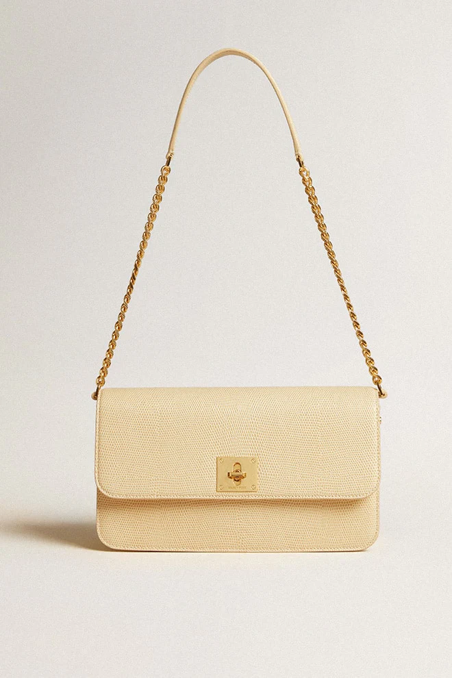Women | Gioia Bag Vanilla-Colored Sheepskin Leather with Gold Details | Vanilla - Image 13