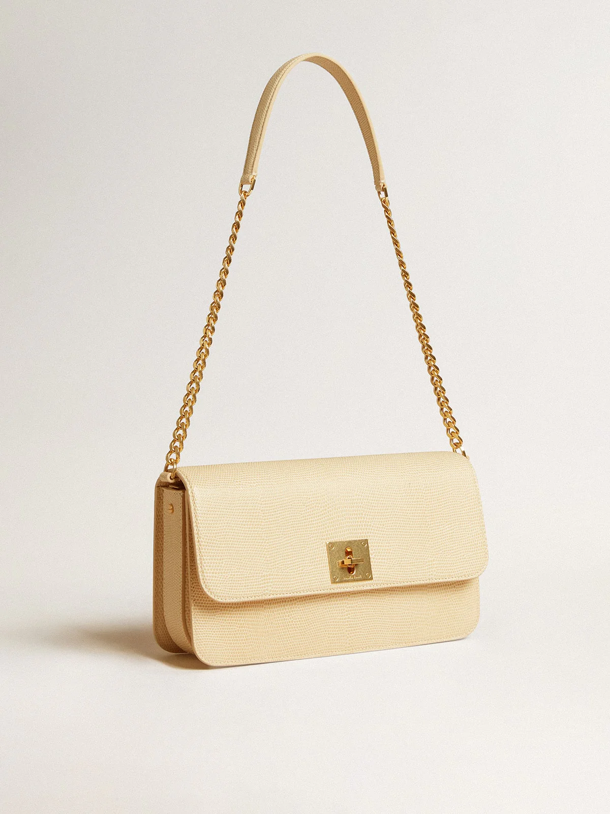 Women | Gioia Bag Vanilla-Colored Sheepskin Leather with Gold Details | Vanilla - Image 5
