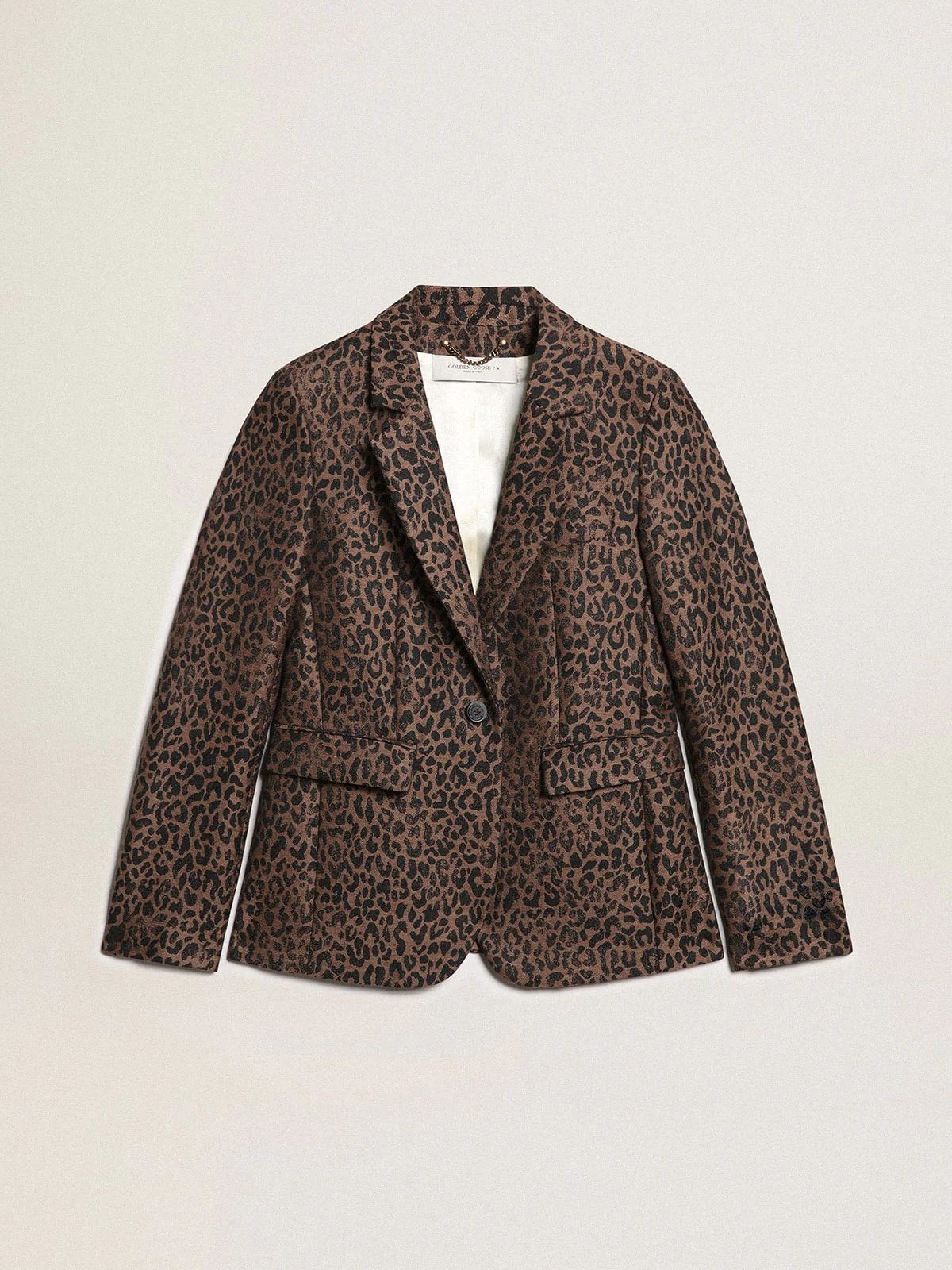 Women | Golden Collection Single-Breasted Blazer Wool with Jacquard Animal Pattern | New Bison x Black - Image 5