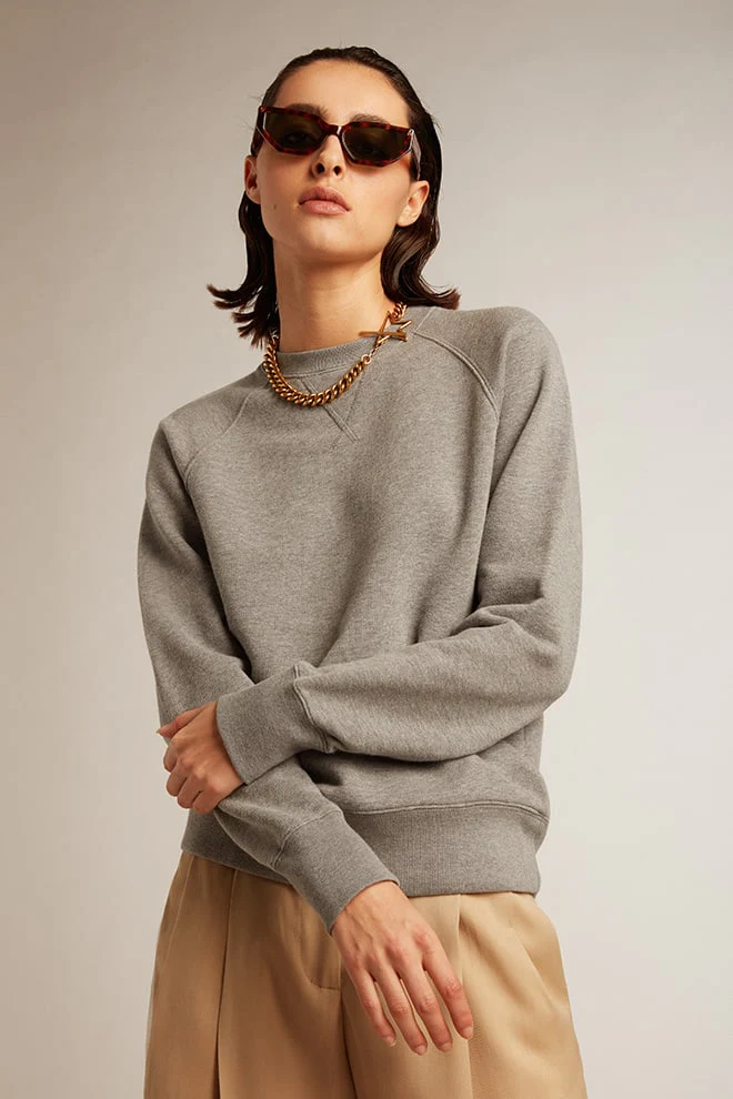 Women | Gray Melange Cotton Sweatshirt with Manifesto On The Back | Grey Melange x Windsor Wine - Image 8