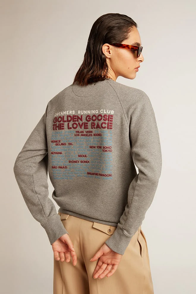 Women | Gray Melange Cotton Sweatshirt with Manifesto On The Back | Grey Melange x Windsor Wine - Image 9