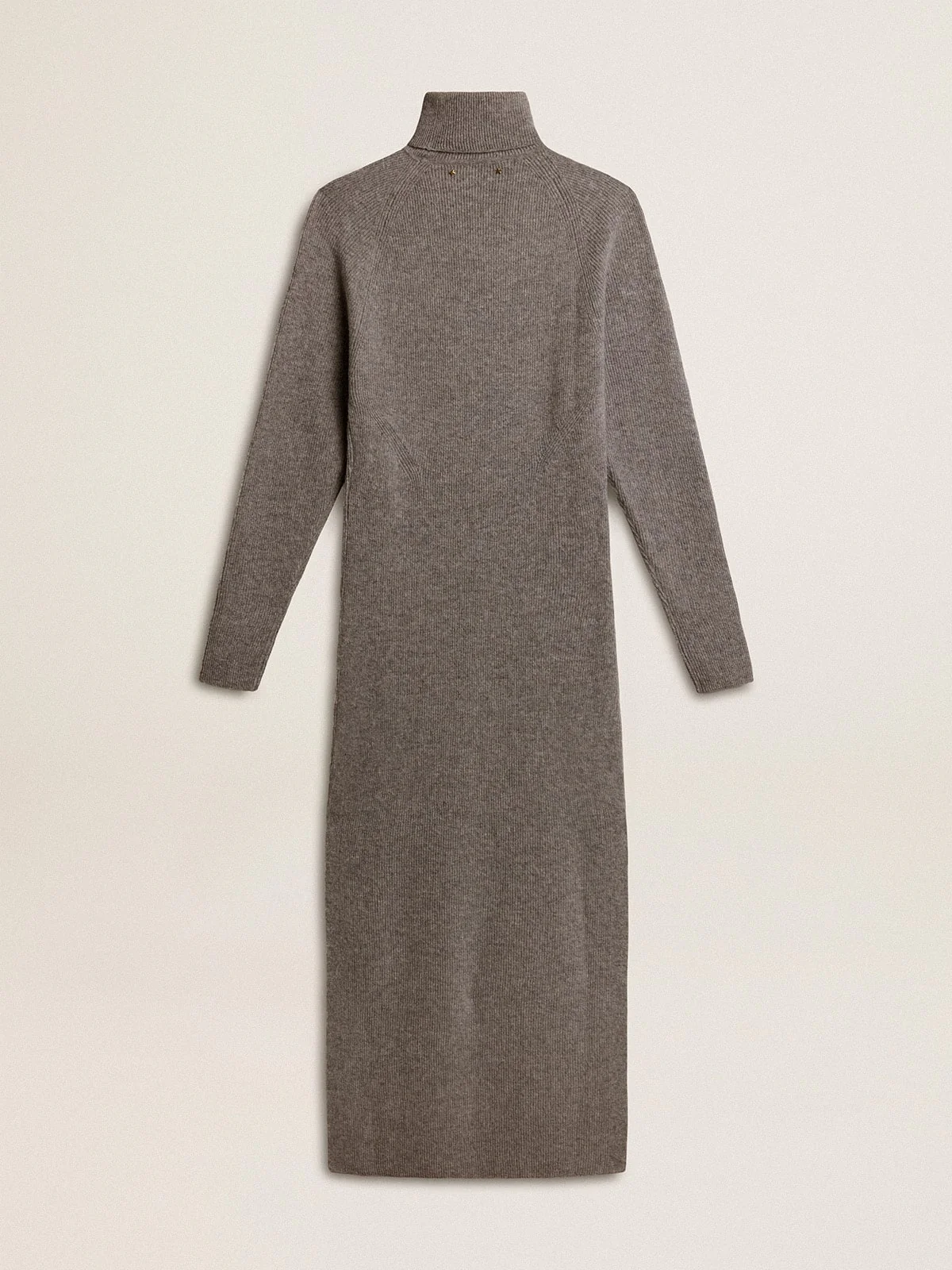 Women | Gray Melange Ribbed Woolen Dress with High Neck | Grey Melange - Image 5