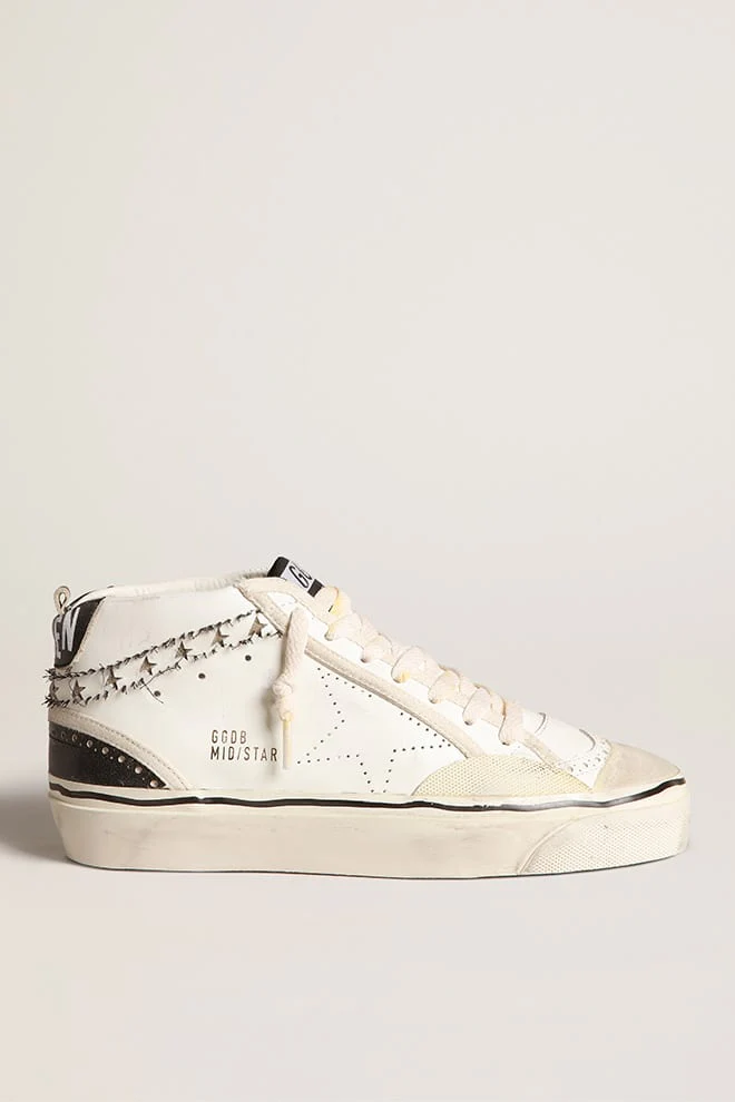 Women | Hi Mid Star Lab with Perforated Star & Flash with Cut-Out Stars | White x Black - Image 4