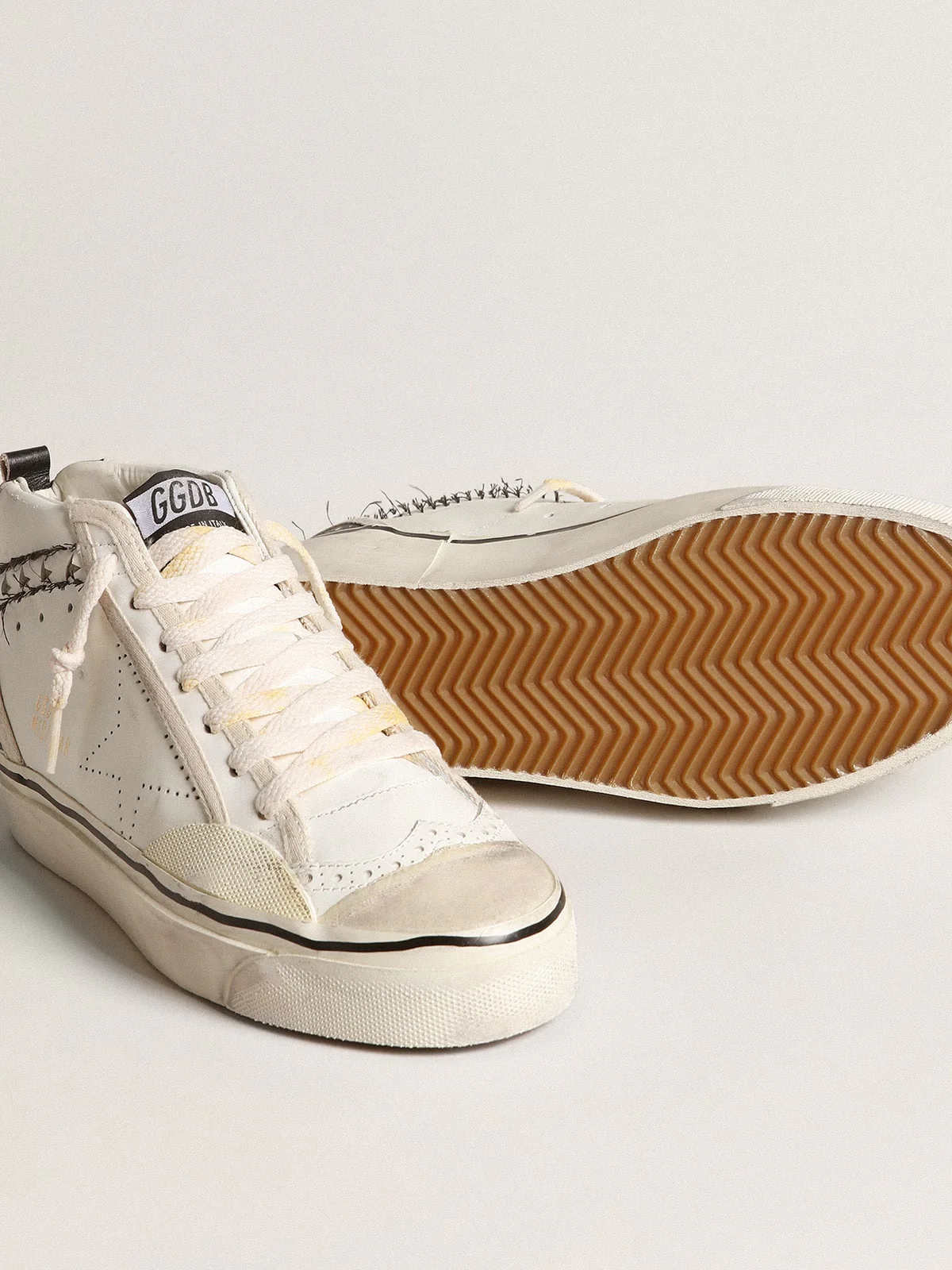 Women | Hi Mid Star Lab with Perforated Star & Flash with Cut-Out Stars | White x Black - Image 7