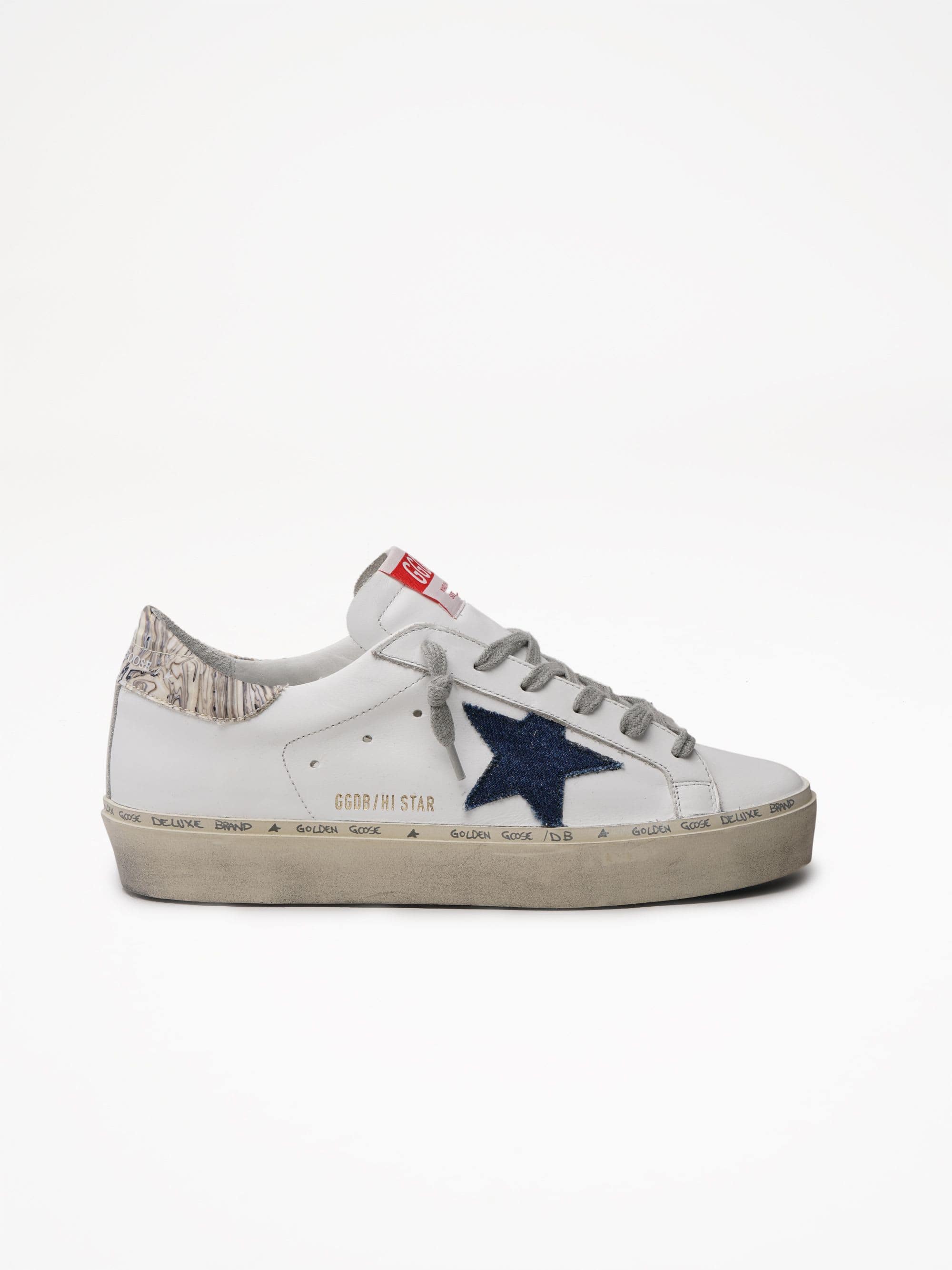 Women | Hi Star Leather Upper Denim Star Marble Pvc Heel | White x Dark Blue x Grey - Image 3