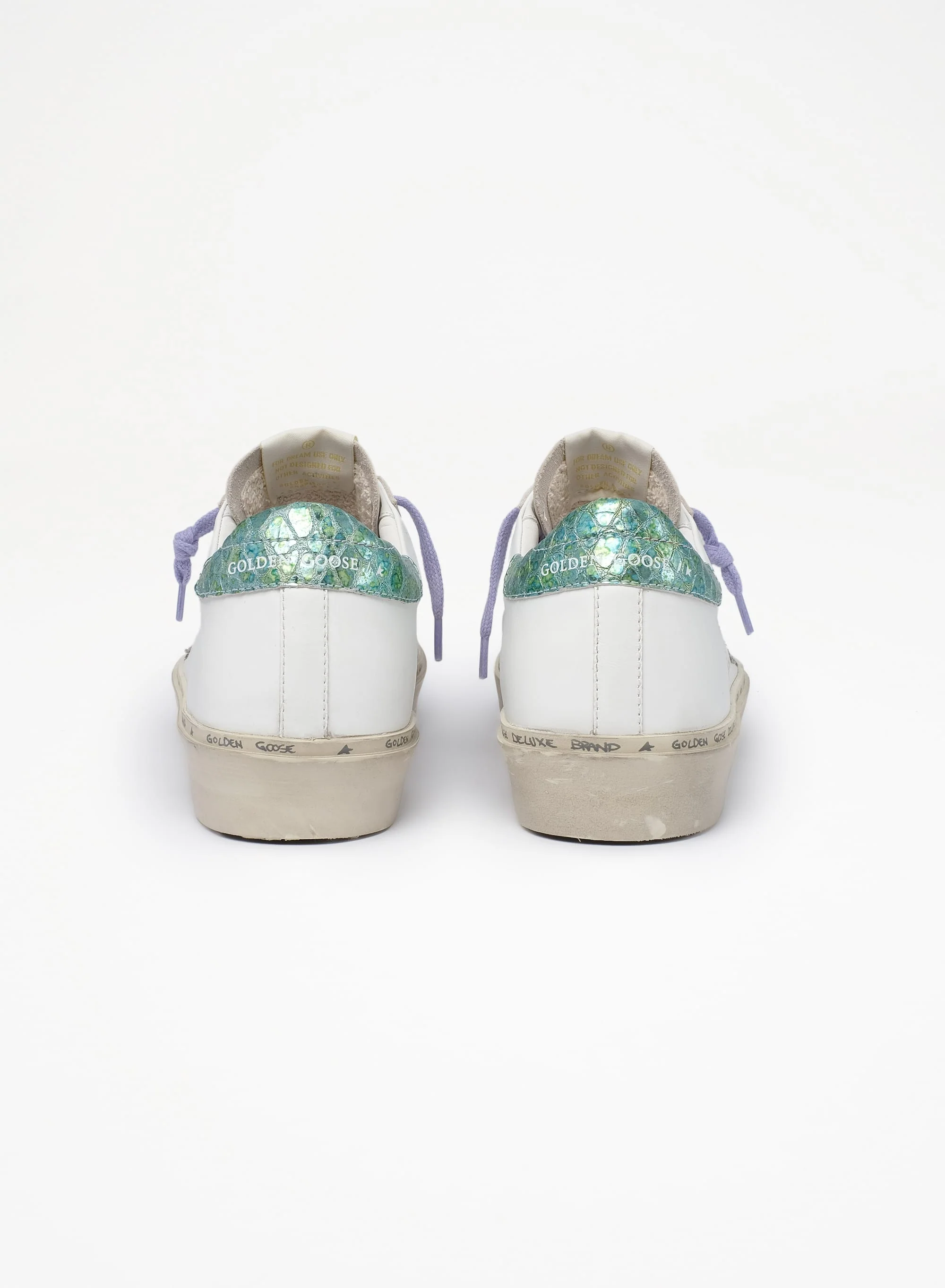 Women | Hi Star Ltd Sneakers with Glitter Star & Printed Heel Tab | White x Silver x Aquamarine - Image 3