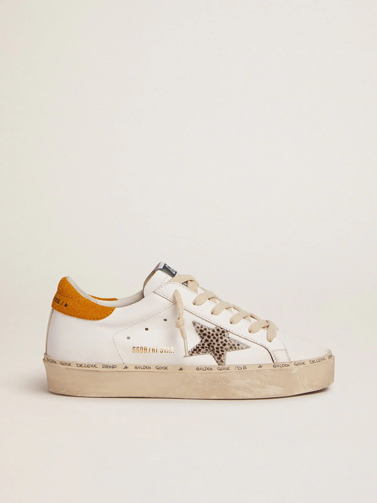 Women | Hi Star Ltd Sneakers with Polka-Dot Pony Skin Star & Suede Heel Tab | White x White Black Pois x Mustard - Image 4