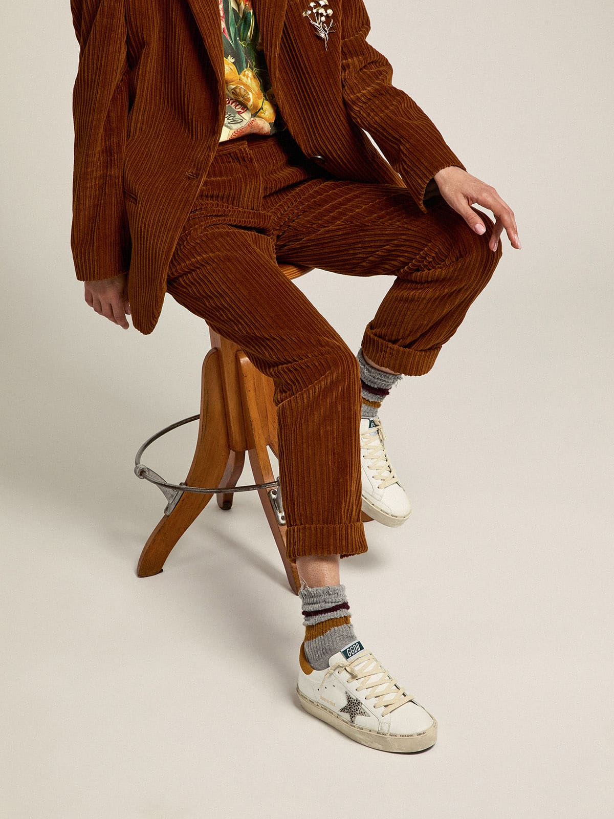 Women | Hi Star Ltd Sneakers with Polka-Dot Pony Skin Star & Suede Heel Tab | White x White Black Pois x Mustard - Image 9