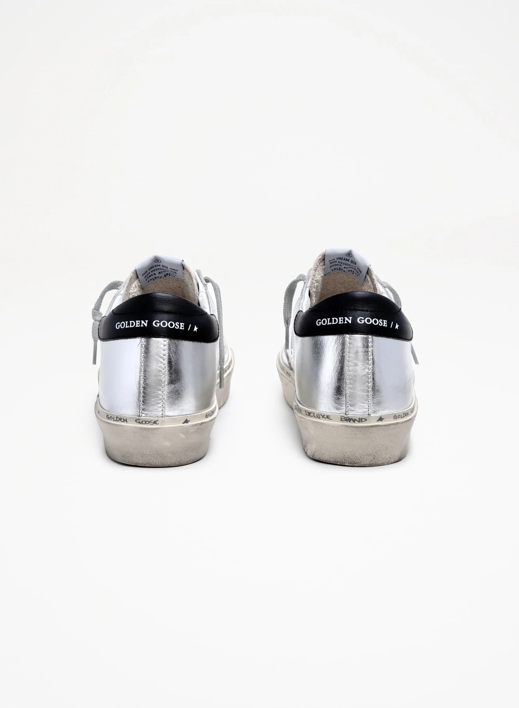 Women | Hi Star Sneakers Silver Laminated Leather with Red Glitter Star & Black Heel Tab | Silver x Salmon Pink x Black - Image 2