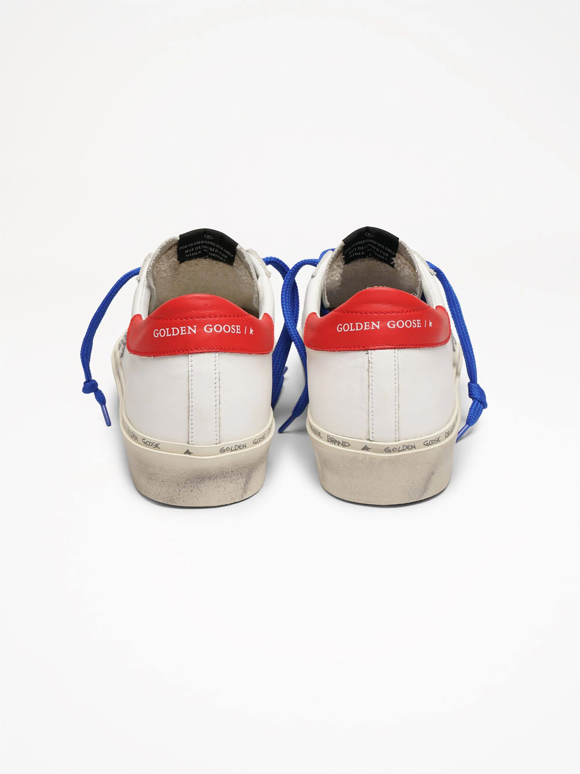 Women | Hi Star Sneakers White Leather with Grey Glitter Star & Red Heel Tab - Image 2