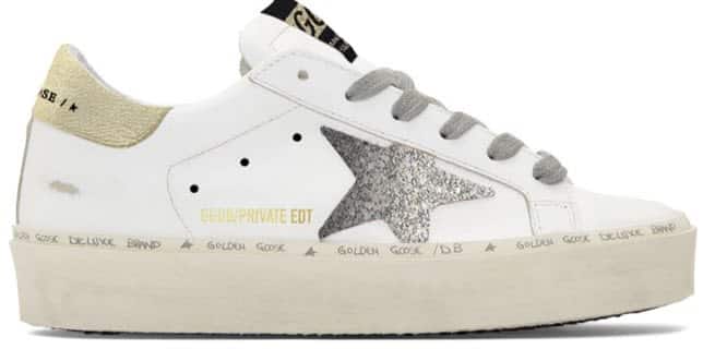 Women | Hi Star Sneakers White Leather with Silver Glitter Star - Image 2