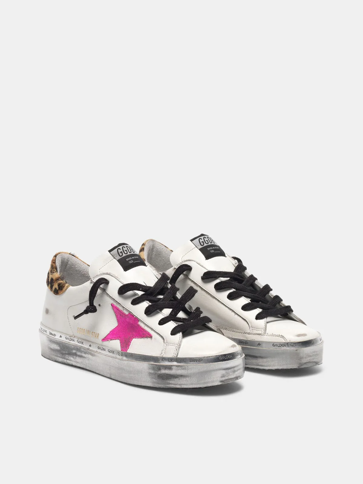 Women | Hi Star Sneakers with Fuchsia Star & Leopard-Print Heel Tab - Image 3