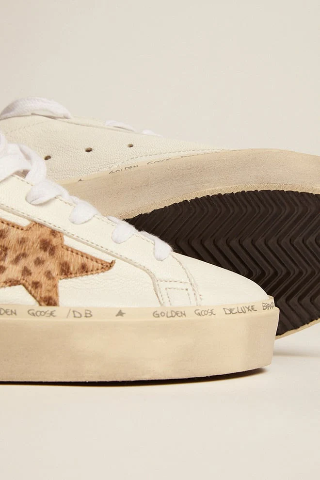 Women | Hi-Star White Leather with Cream Light Brown Giraffe Star | White x Cream Light Brown Giraffe x Sand - Image 6