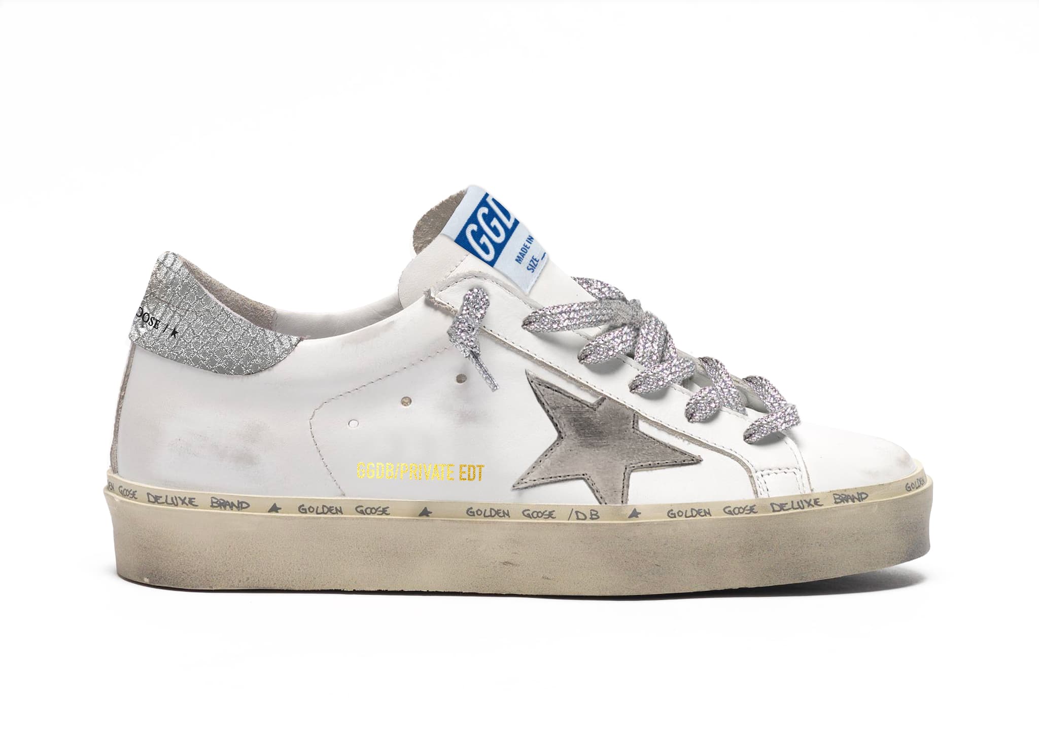 Women | Hi Star White Leather with Silver Heel Tab | White x Silver x Ice - Image 2