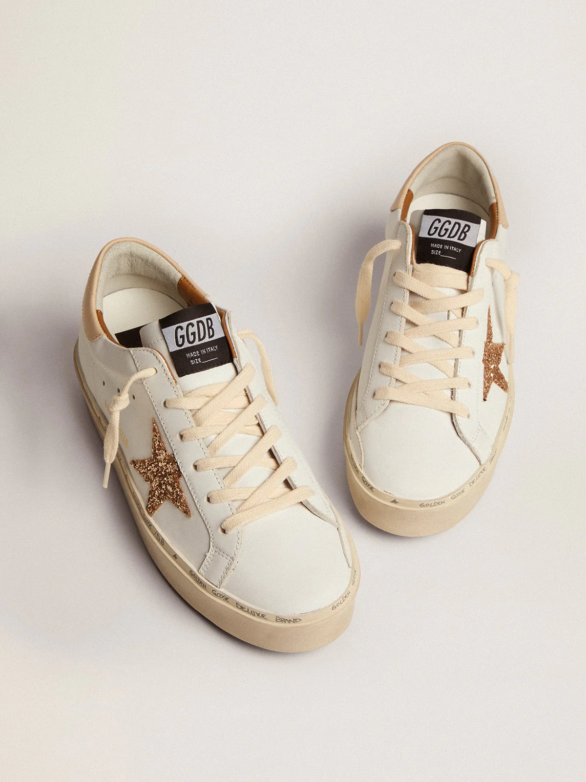 Women | Hi Star with Gold Glitter Star | White x Gold x Beige - Image 8
