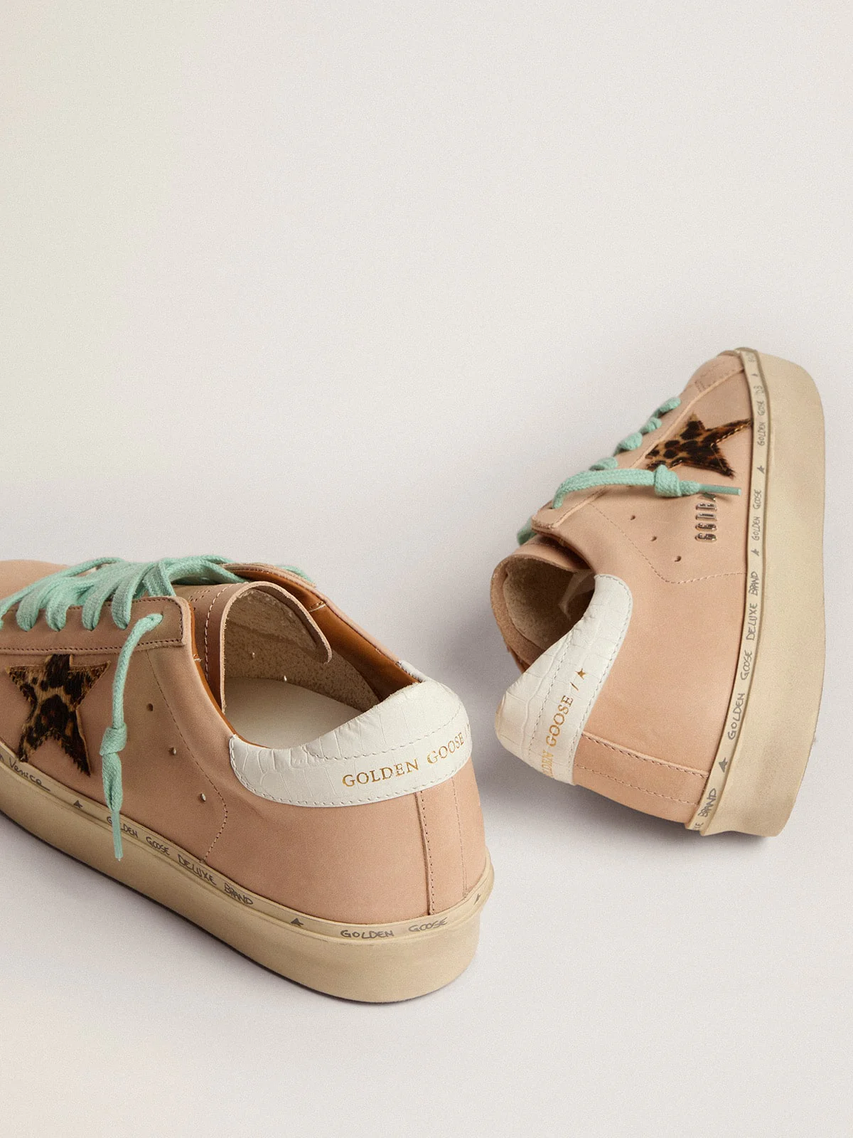 Women | Hi Star with Leopard Print Pony Skin & White Heel Tab | Dove Grey x Beige Brown Leo x White - Image 2