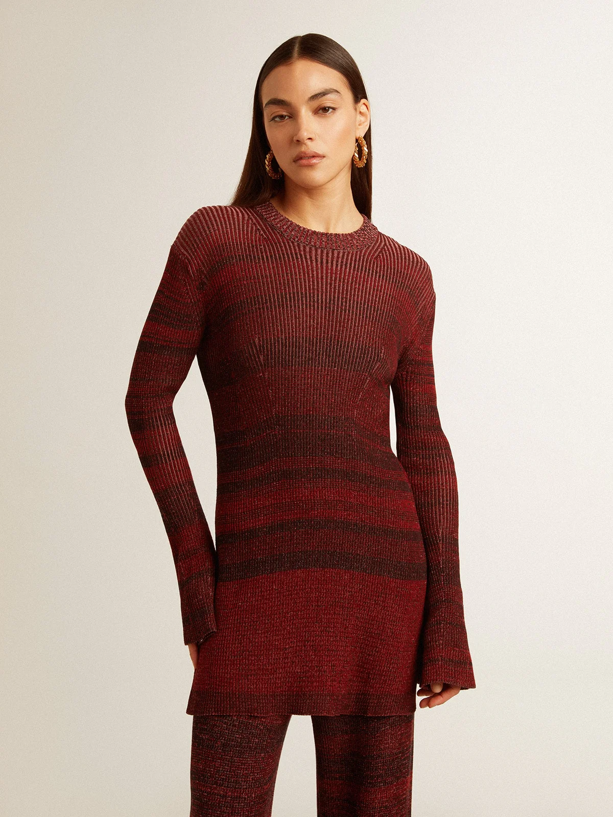Women | Irregular-Striped Cotton Dress | Catawba Grape - Image 13